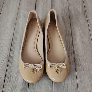 Tory Burch Leather Chelsea Heeled Ballet Flats In Nude Size Women's 5½   $248